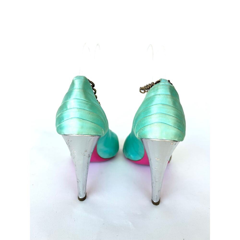 Vintage Y2K Ungaro Butterfly Charm Anklet Chain Heels Green Fairy 39.5 US 9.5 - Picture 10 of 14